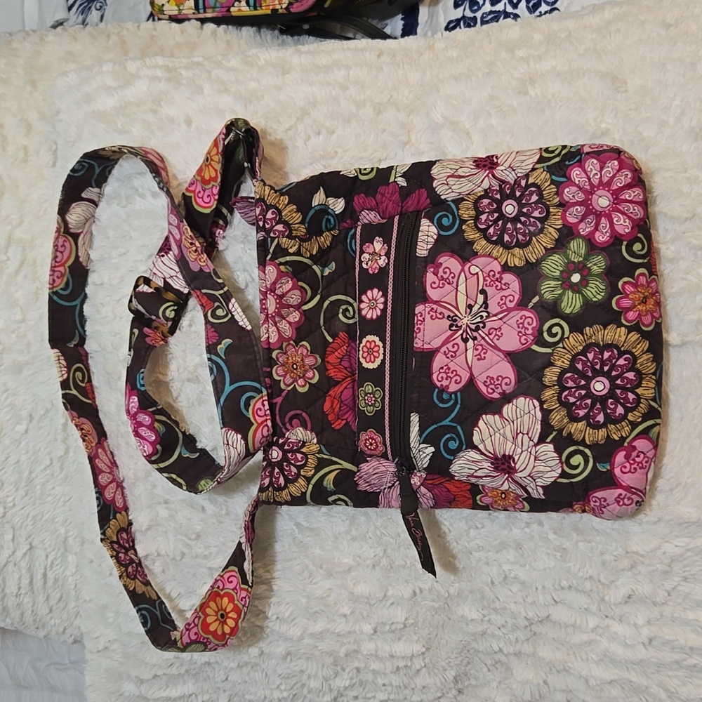 VERA BRADLEY QUILTED BROWN AND PINK HOBO PURSE